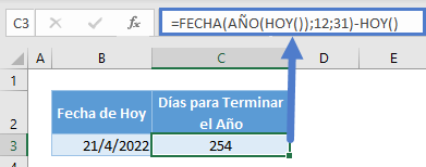 Días para terminar año función hoy