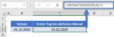Dienstmonate runden erster tag nächster monat