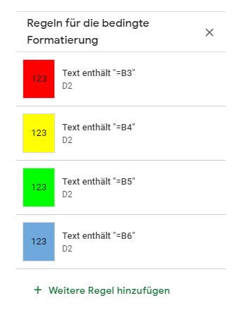 Dropdown BF GS Regeln hinzufügen