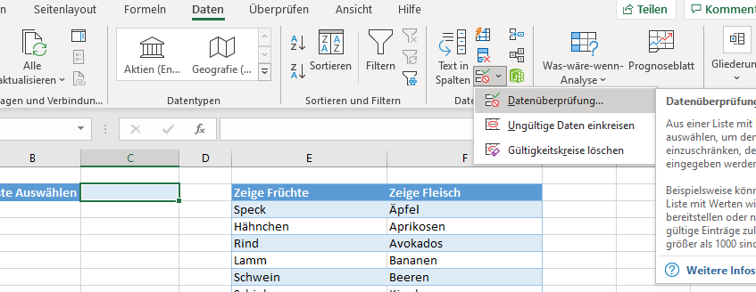 Dropdown Liste wenn Funktion 01