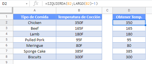 Eliminar último caracter gsheets