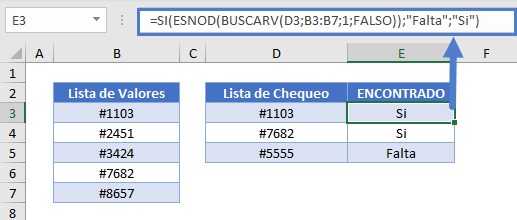 Encontrar valores perdidos con buscarv