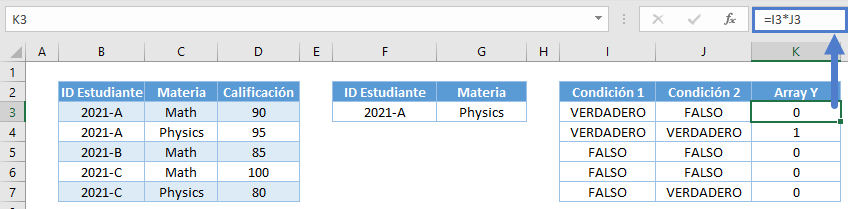 Expresiones booleanas array Y