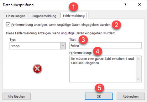 Fehlermeldung Datenüberprüfung 2a