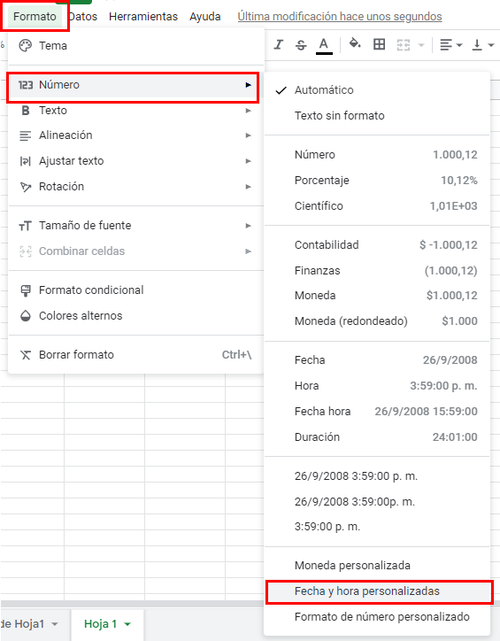 Formato de fecha gsheets