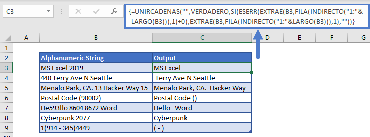 Formula array unircadenas