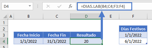 Función dias lab con dias festivos