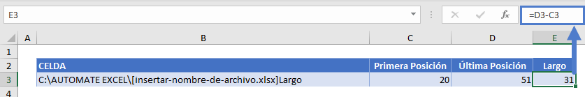 Función largo formula celda