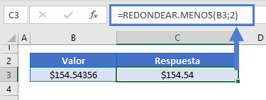 Función redondear menos centavos