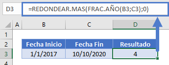 Función redondearmas frac año