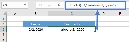 Función texto formato mmmm_d_yyyy