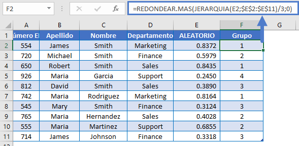 Grupo aleatorio mismo tamaño