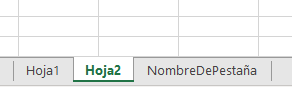 Hojas nombre de pestaña