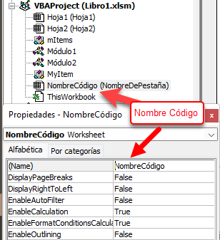 Hojas por nombre código