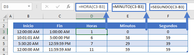 Horas minutos segundos