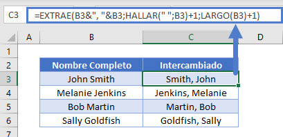 Intercambiar apellidos y nombres