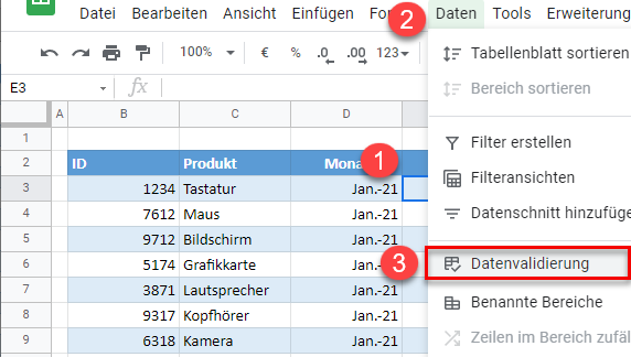 Meldung google sheets 1