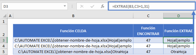 Obtener nombre hoja encontrar extrae