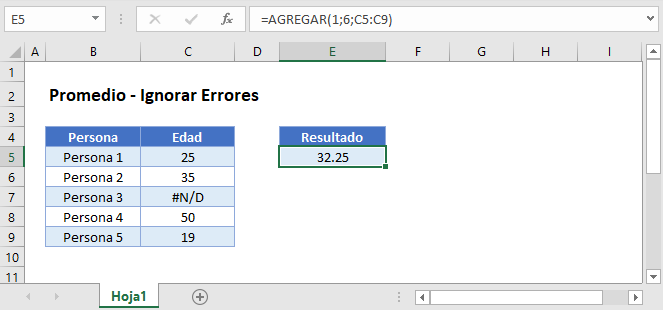 Promedio ignorar errores