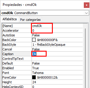 Propiedades boton de comando