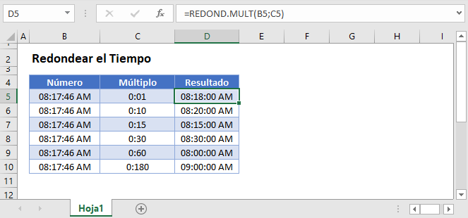 Redondear el tiempo