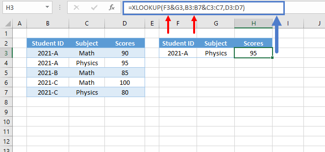 Xlookup multiple criteria concatenation