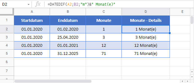 anzahl monate zwischen datumsangaben google sheets