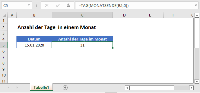 anzahl tage monat hauptfunktion