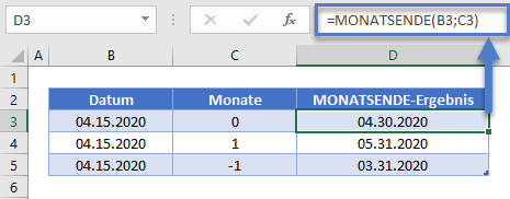 anzahl tage monat monatsende funktion