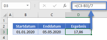 anzahl wochen zwischen datumsangaben