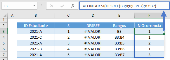 array dinamico función contarsi