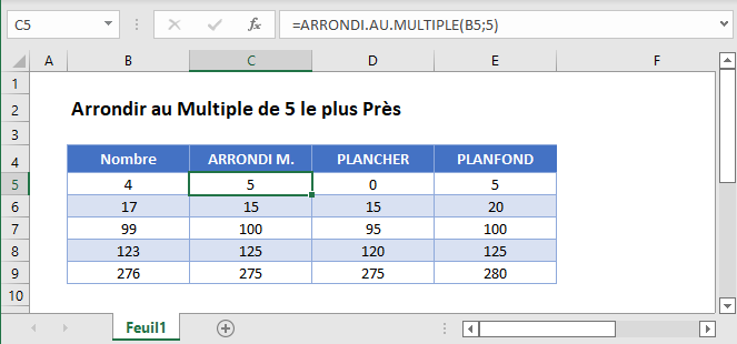 arrondi multiple 5 fonction principale