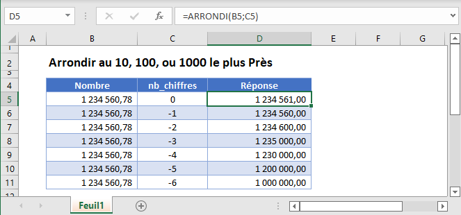 arrondir 10 100 1000 plus pres fonction principale