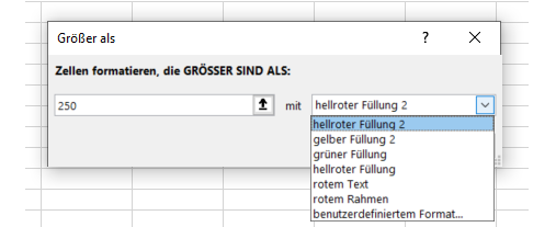 bedFormatierung größer als