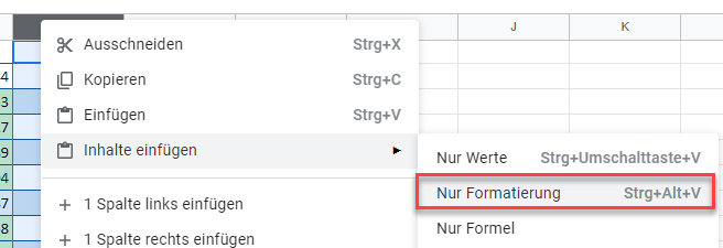 bedFormatierung gs Inhalte einfügen