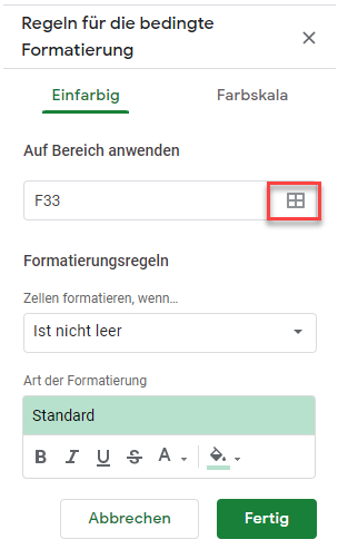 bedFormatierung gs Regeln