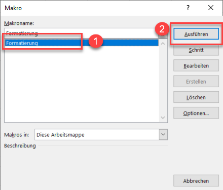 bedFormatierung ausführen