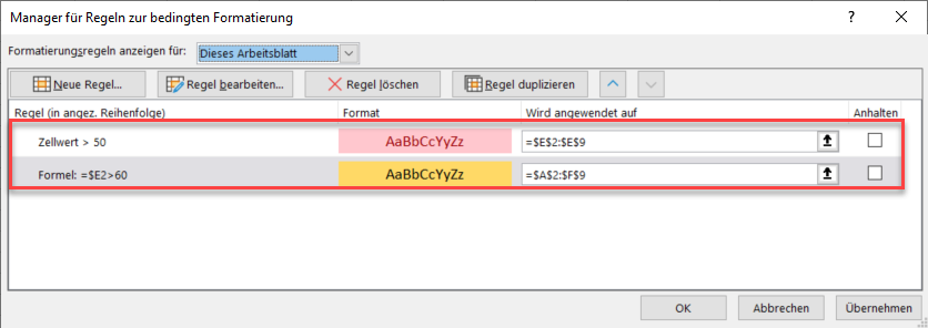 bedingte Formatierung 39
