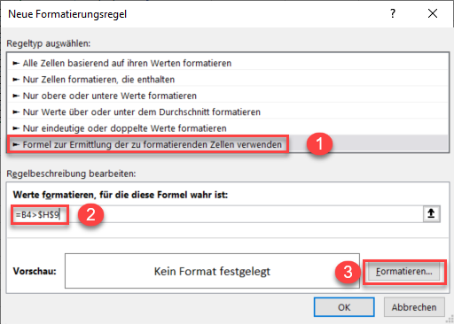 bedingte Formatierung Datum in Zelle Formel 1