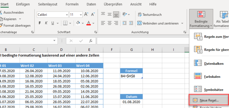 Excel Bedingte Formatierung Auf Andere Zellen übertragen Bedingte Formatierung Basierend auf dem Datum in einer Anderen Zelle