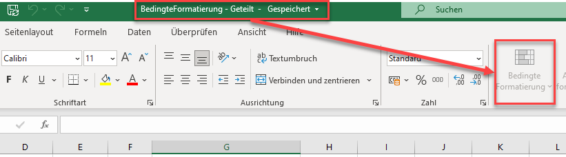 bedingte Formatierung geteilt