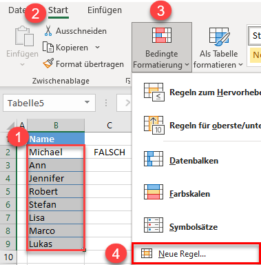 bedingte Formatierung mit Kontrollkasten 1