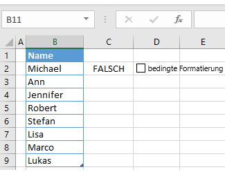 bedingte Formatierung mit Kontrollkasten