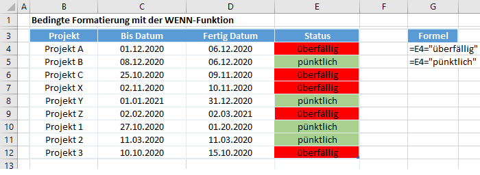 bedingte Formatierung wenn Statement meister