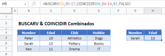 buscarv coincidir combinados gsheets