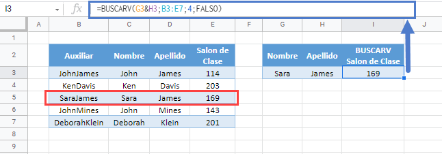 buscarv concatenar gsheets