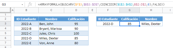 buscarv multiples columnas coincidir gsheets español