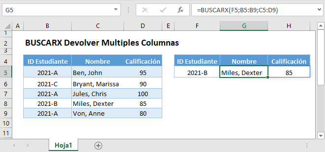 buscarx devolver multiples columnas