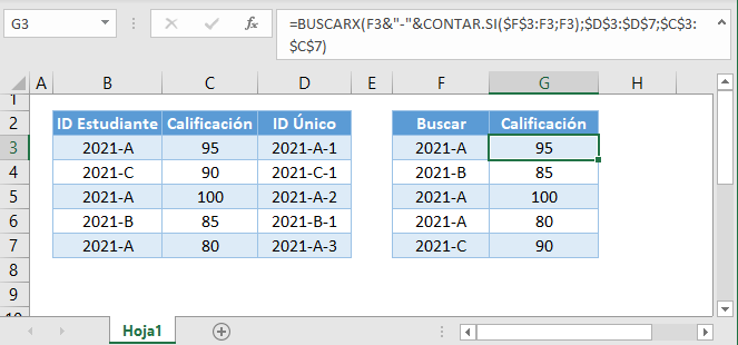 buscarx valores duplicados