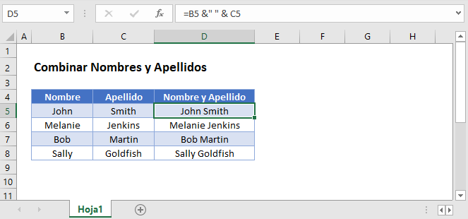 combinar nombre y apellido